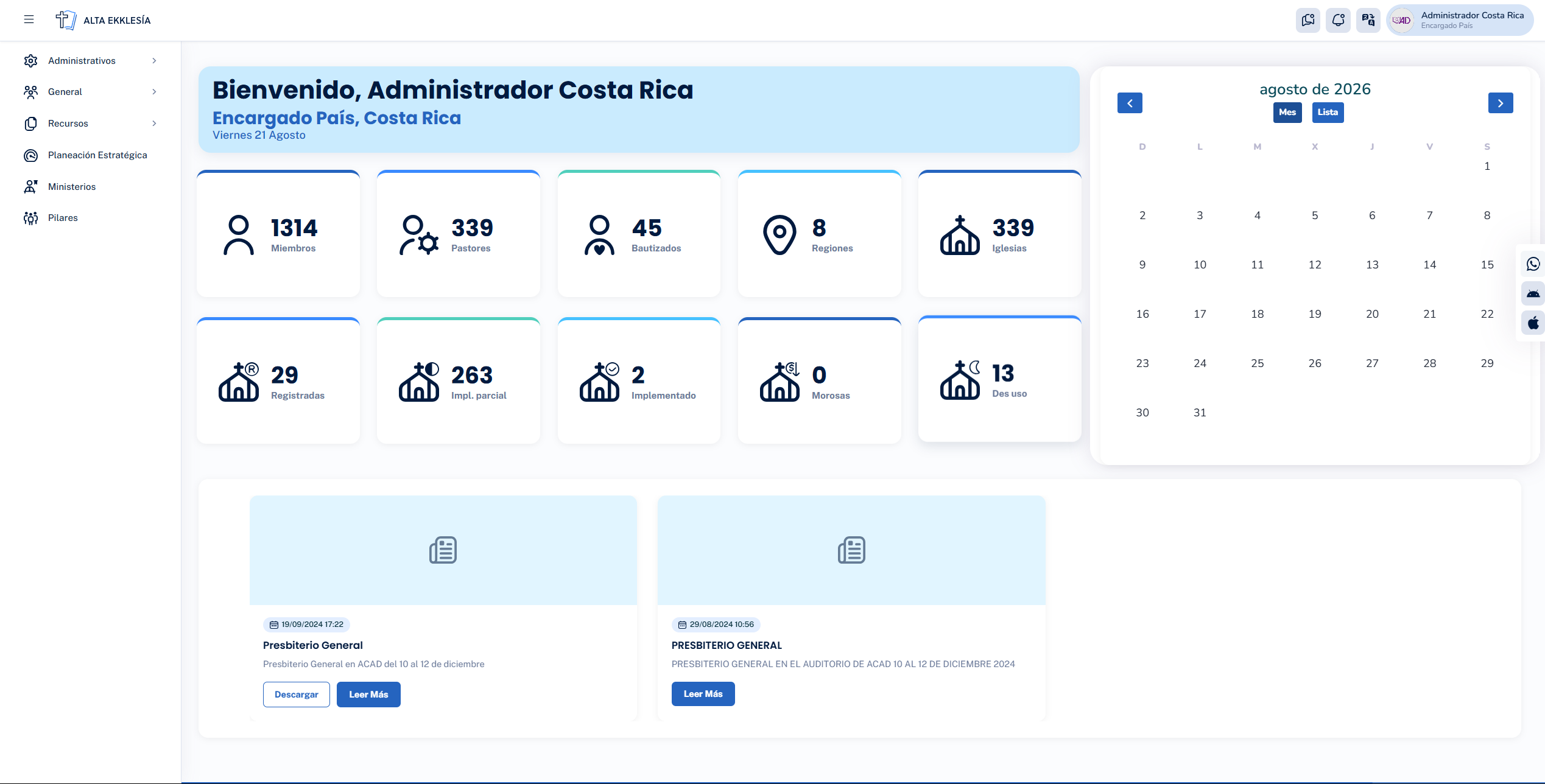 Captura — panel de Alta Ekklesía